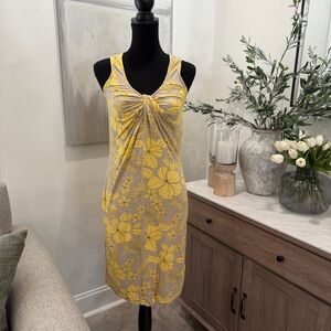 Tommy Bahama Yellow and Gray Floral Sleeveless Dress